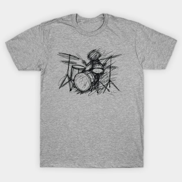 Stickman Playing Drums T-Shirt by byBenci